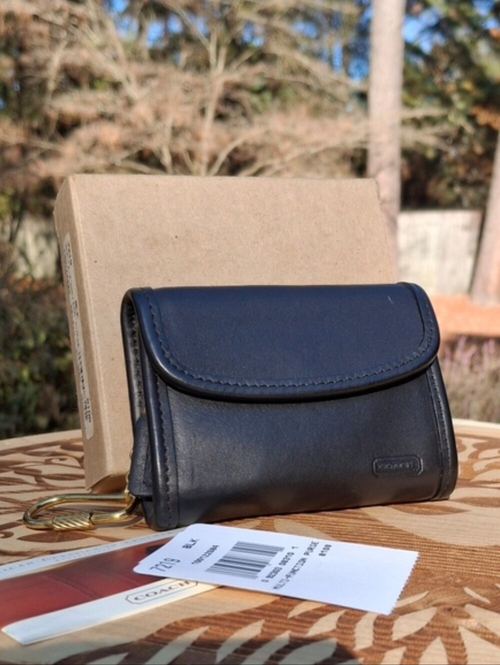 Rare New Vintage Coach Black Glove Tanned Leather Multi-Function Purse #7219 - Picture 13 of 13